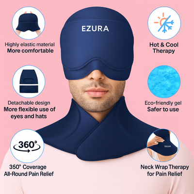 Ezura Migraine Relief Cap — Hot & Cold Therapy with Light-Blocking Comfort